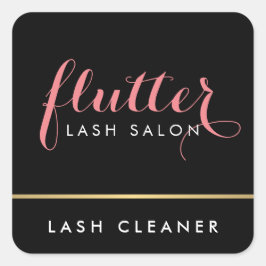 Pegatina Cuadrada Glam Black Pink Gold Lash Salon Lash Cleaner