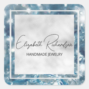Pegatina Cuadrada Glam Elegant Luxury Blue Crystal Diamond Product