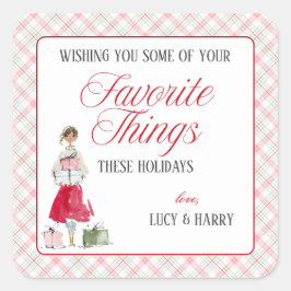 Pegatina Cuadrada Glam Girl Favorite Things Christmas