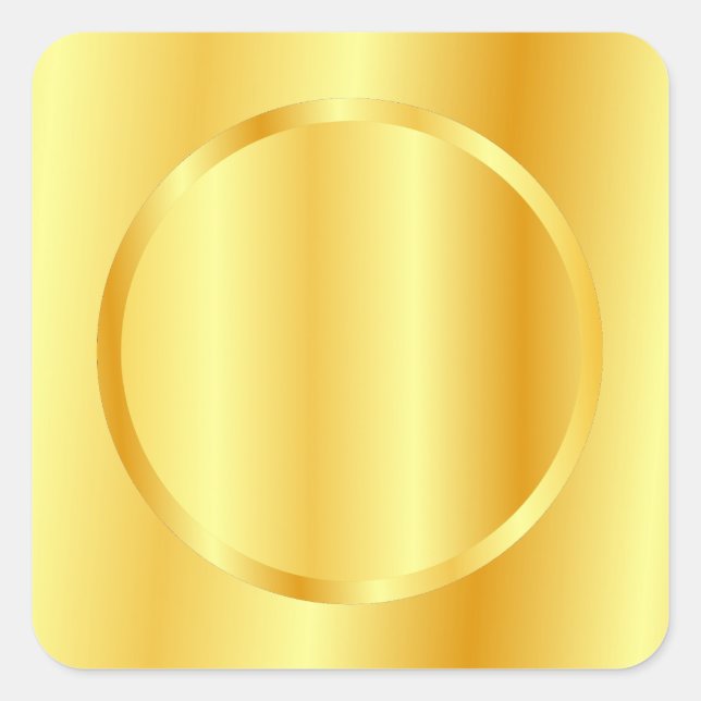 Pegatina Cuadrada Glam Gold Metallic Look Blank Template Elegante (Anverso)
