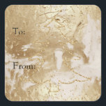 Pegatina Cuadrada Glam Gold Paint Purpurina Sparkle Christmas Tree<br><div class="desc">Bonito Glam Gold Paint Purpurina Glitz Christmas Tree y Confetti sparkle doks hacia y desde etiquetas para regalos</div>