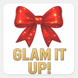 Pegatina Cuadrada Glam It Up Sparkle Bow — Confianza energética