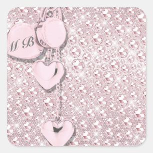Pegatina Cuadrada Glam Purpurina Girly Pink
