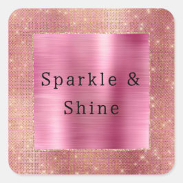 Pegatina Cuadrada Glam Sparkle de oro rosa