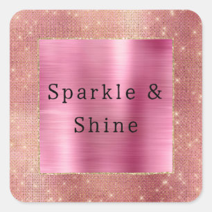 Pegatina Cuadrada Glam Sparkle de oro rosa