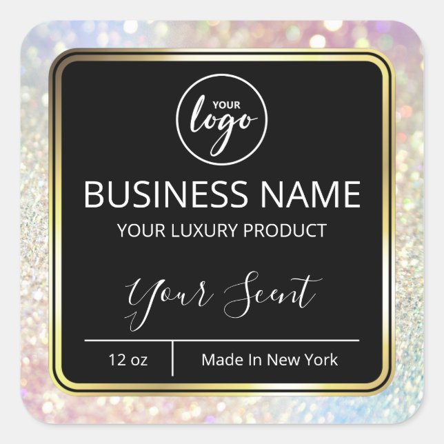 Pegatina Cuadrada Glam Sparkly Body Butter Labtter (Anverso)