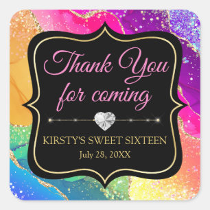 Pegatina Cuadrada Glamoroso arcoiris con sabor a tinta de alcohol du