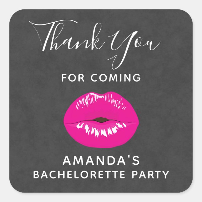 Pegatina Cuadrada Glamoroso Ilustracion de los labios rosados calien (Anverso)