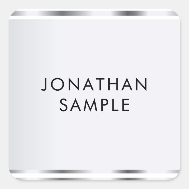 Pegatina Cuadrada Glamour de aspecto plateado elegante plantilla mod (Anverso)