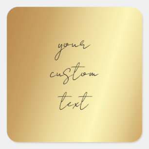 Pegatina Cuadrada Glamour Faux Gold Tu Personalizado Texto Aquí Plan