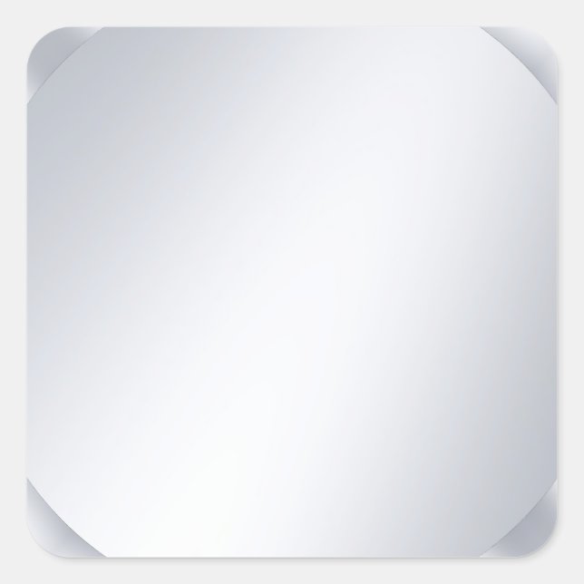 Pegatina Cuadrada Glamour Silver Look Blank Elegant Template (Anverso)