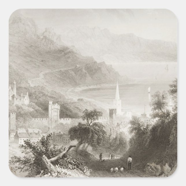 Pegatina Cuadrada Glenarm, condado de Antrim, Irlanda del Norte (Anverso)