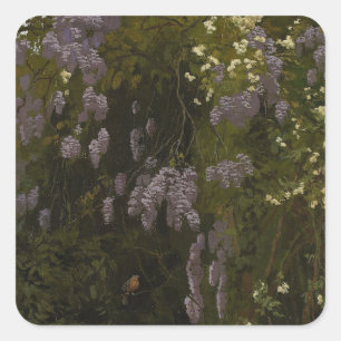 Pegatina Cuadrada Glicinas en Flor - Composición Floral