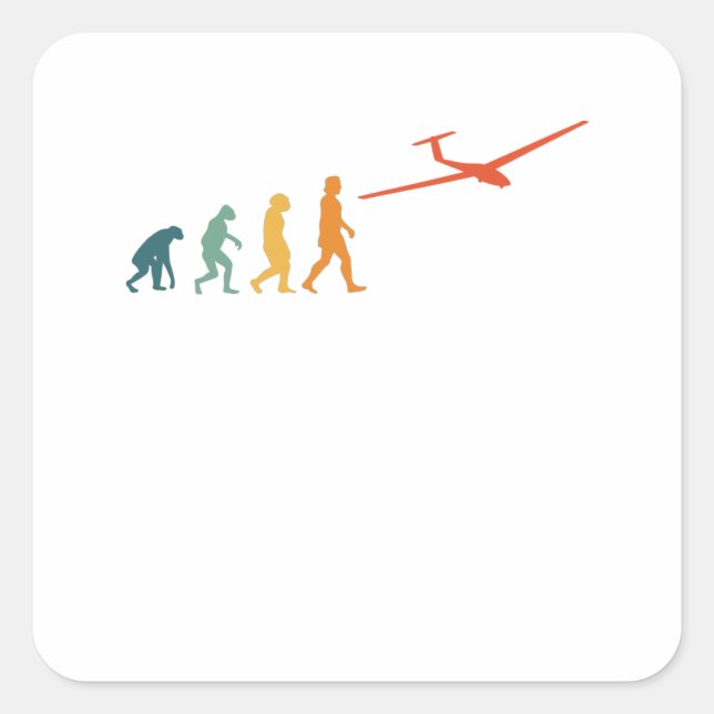 Pegatina Cuadrada Glider Evolution Retro Pilot (Anverso)