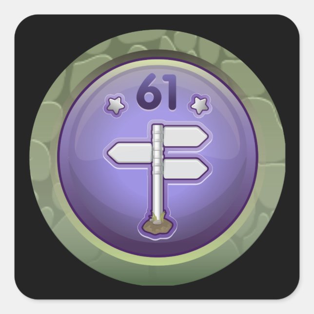 Pegatina Cuadrada Glitch Achiever rambler tercera clase (Anverso)