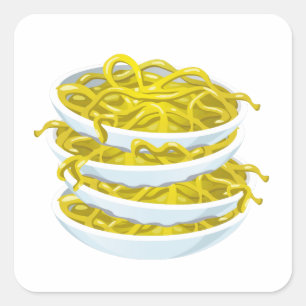 Pegatina Cuadrada Glitch Alimentos tangy noodles