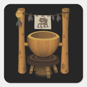 Pegatina Cuadrada Glitch Shrines npc santuario bombero humbaba
