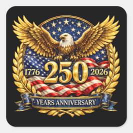 Pegatina Cuadrada Glittered Semiquincentennial Eagle Emblem