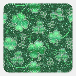 Pegatina Cuadrada Glittering Shamrock and Swirls ID289