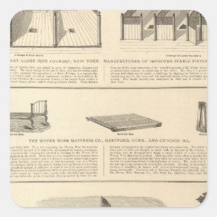 Pegatina Cuadrada Globe Iron Foundry Woven Wire Mattress Company