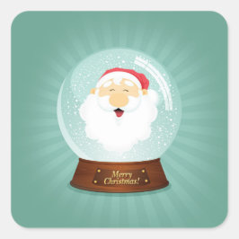 Pegatina Cuadrada Globe Santa Claus Face