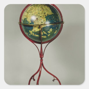 Pegatina Cuadrada Globe terrestre, hecho en Nuremberg en 1492