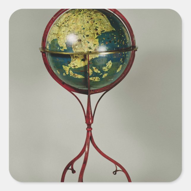 Pegatina Cuadrada Globe terrestre, hecho en Nuremberg en 1492 (Anverso)