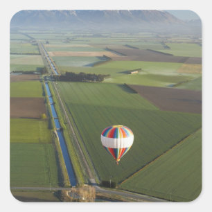 Pegatina Cuadrada Globo aerostático, cerca de Methven, Canterbury