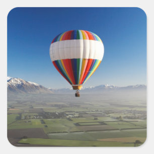 Pegatina Cuadrada Globo aerostático, cerca de Methven, Canterbury 3