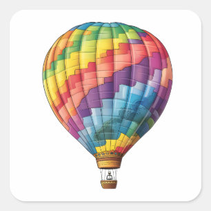 Pegatina Cuadrada Globo arcoiris de aire caliente