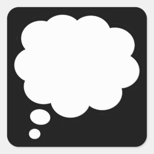 Pegatina Cuadrada Globo cómico del mensaje del pensamiento del