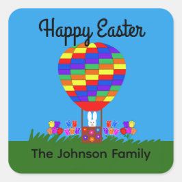 Pegatina Cuadrada Globo de aire caliente conejo #3 Pegatinas