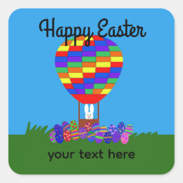 Pegatina Cuadrada Globo de aire caliente de conejo #2-2 Pegatinas