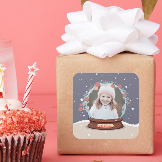 Pegatina Cuadrada Globo de fotos de navidades (Fiesta)