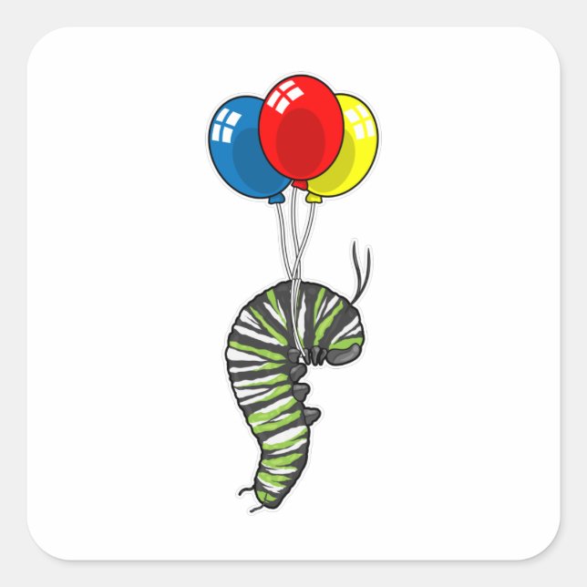 Pegatina Cuadrada Globo de oruga (Anverso)