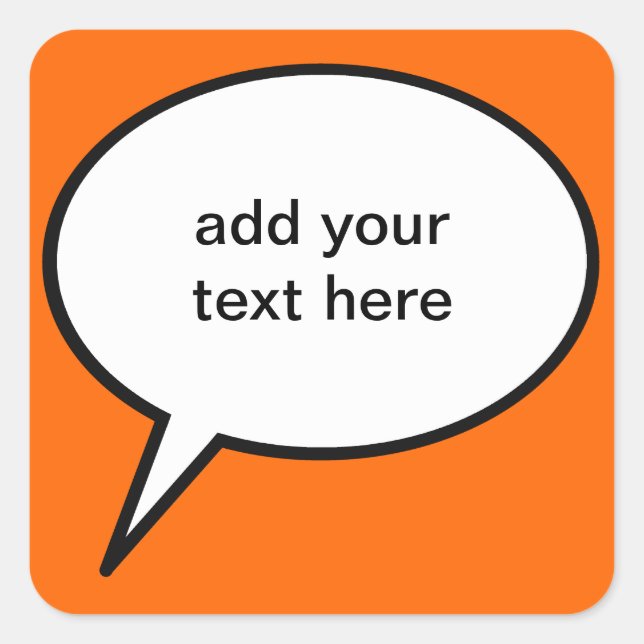 Pegatina Cuadrada globo de voz de personalizado de personalizable (Anverso)