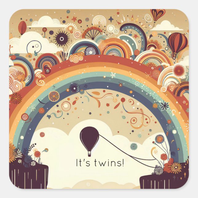 Pegatina Cuadrada Globo flotando en el horizonte (Anverso)