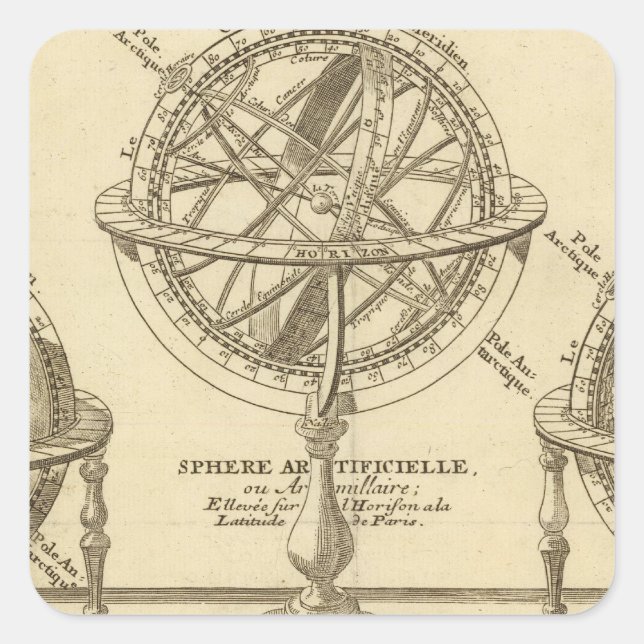 Pegatina Cuadrada Globo Mundial (Anverso)