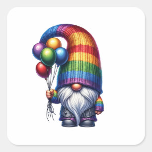 Pegatina Cuadrada Globos Cute Gnome