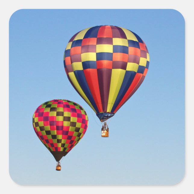 Pegatina Cuadrada Globos de aire caliente (Anverso)