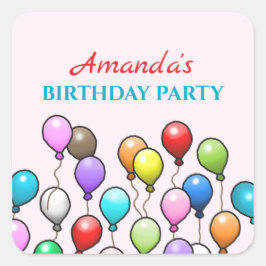 Pegatina Cuadrada Globos de cumpleaños