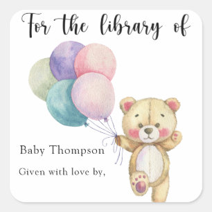 Pegatina Cuadrada Globos de ositos de peluche - para la biblioteca d