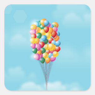 Pegatina Cuadrada Globos flotantes hacia arriba y lejos.