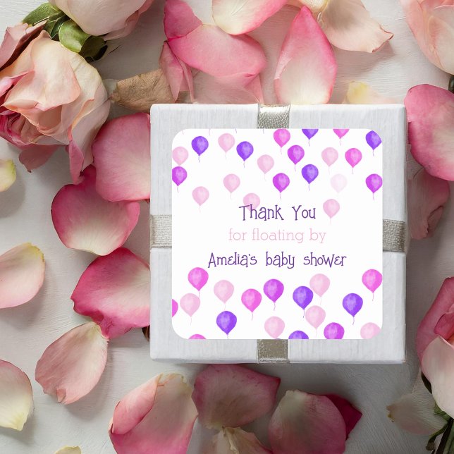 Pegatina Cuadrada Globos Rosa Bonito Cumple Mes de Bebé (Subido por el creador)