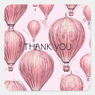 Pegatina Cuadrada Globos Vintage de aire caliente