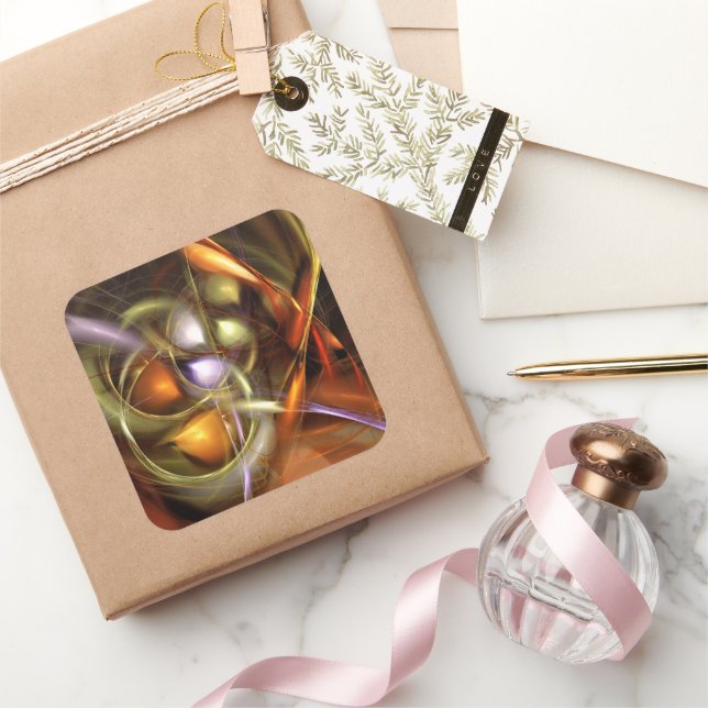 Pegatina Cuadrada Globos y Cintas Abstracto (Regalar)