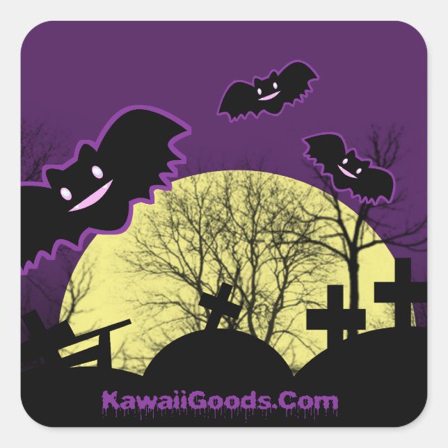 Pegatina Cuadrada Gloomy Bats (Anverso)