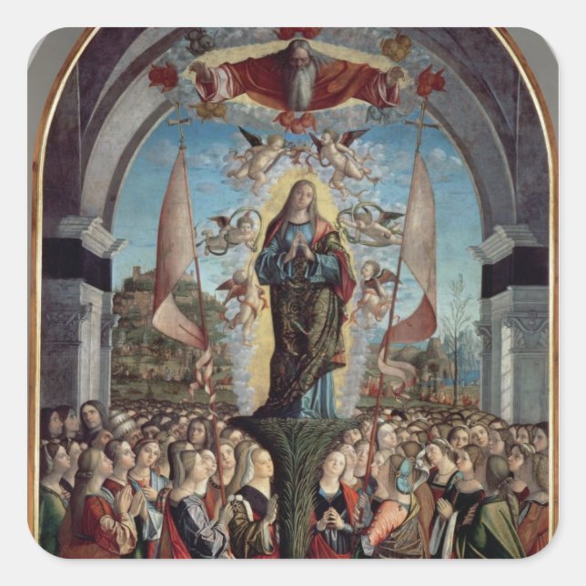 Pegatina Cuadrada Glorificación de Santa Ursula y sus Compañeros (Anverso)