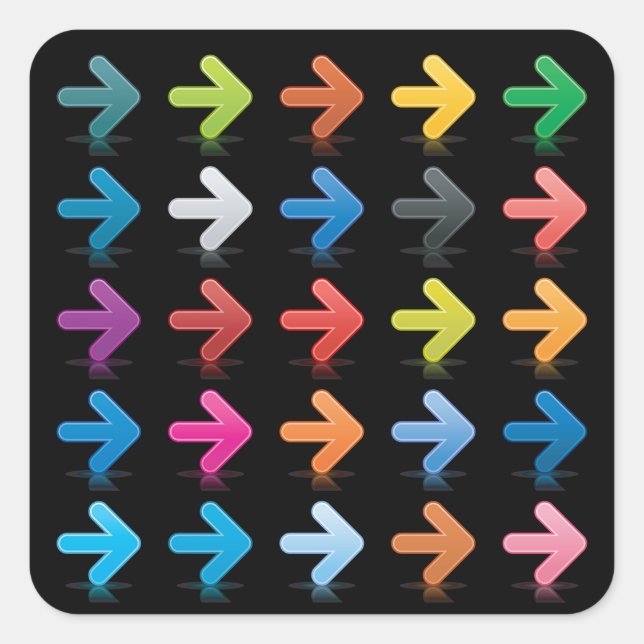 Pegatina Cuadrada Glossy Arrows Set Vibrant Directional Pointers (Anverso)