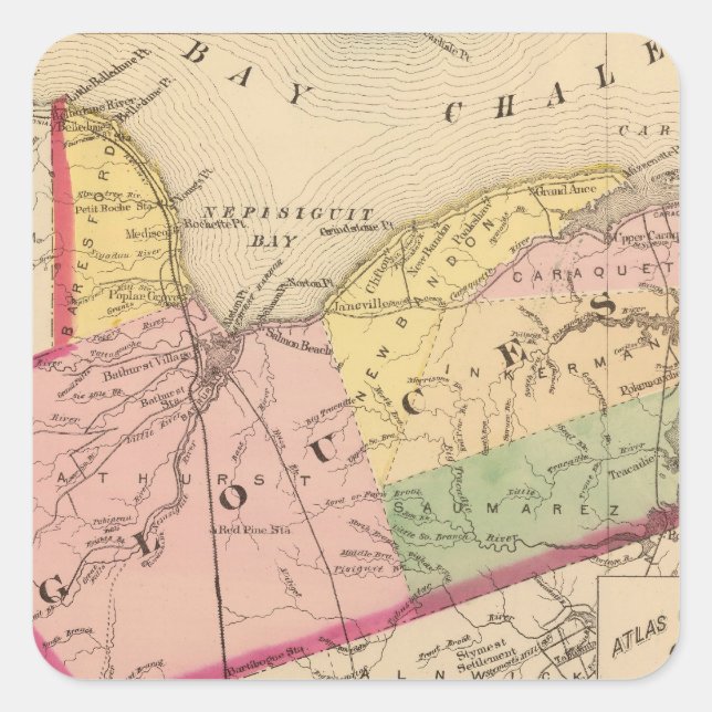 Pegatina Cuadrada Gloucester Co., NB (Anverso)